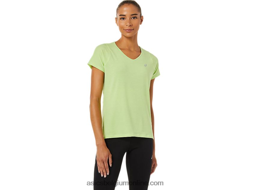 dames top met v-hals en korte mouwen V6HXR23370 limoen groen Asics