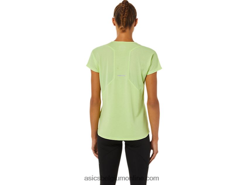 dames top met v-hals en korte mouwen V6HXR23370 limoen groen Asics