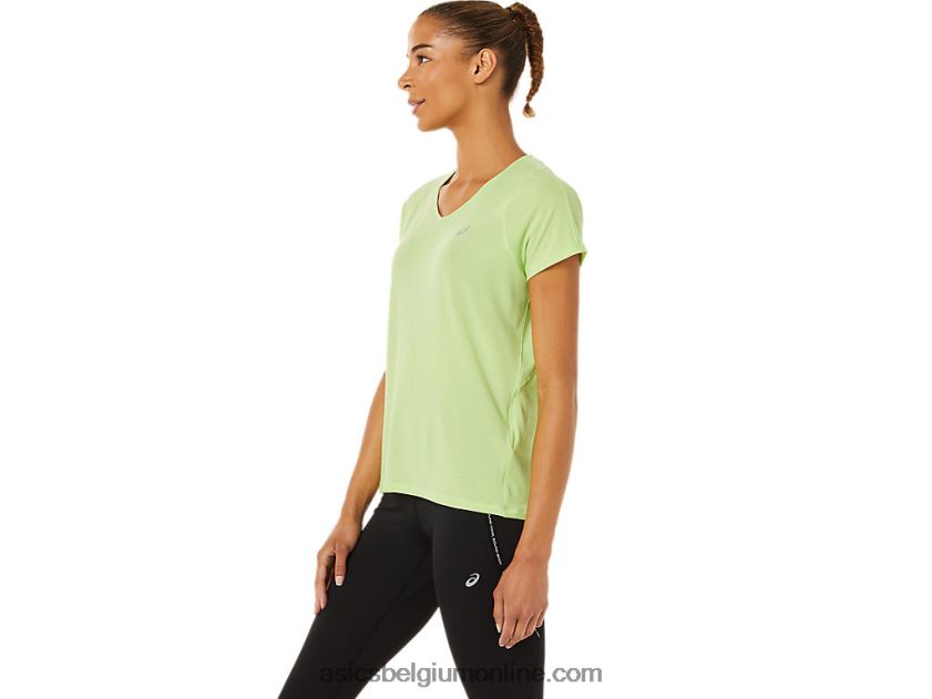 dames top met v-hals en korte mouwen V6HXR23370 limoen groen Asics