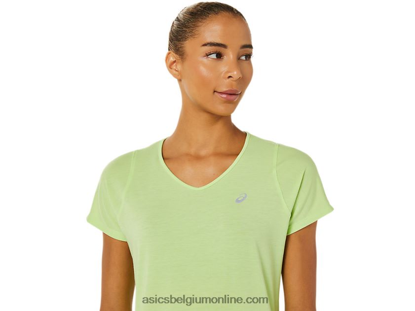 dames top met v-hals en korte mouwen V6HXR23370 limoen groen Asics