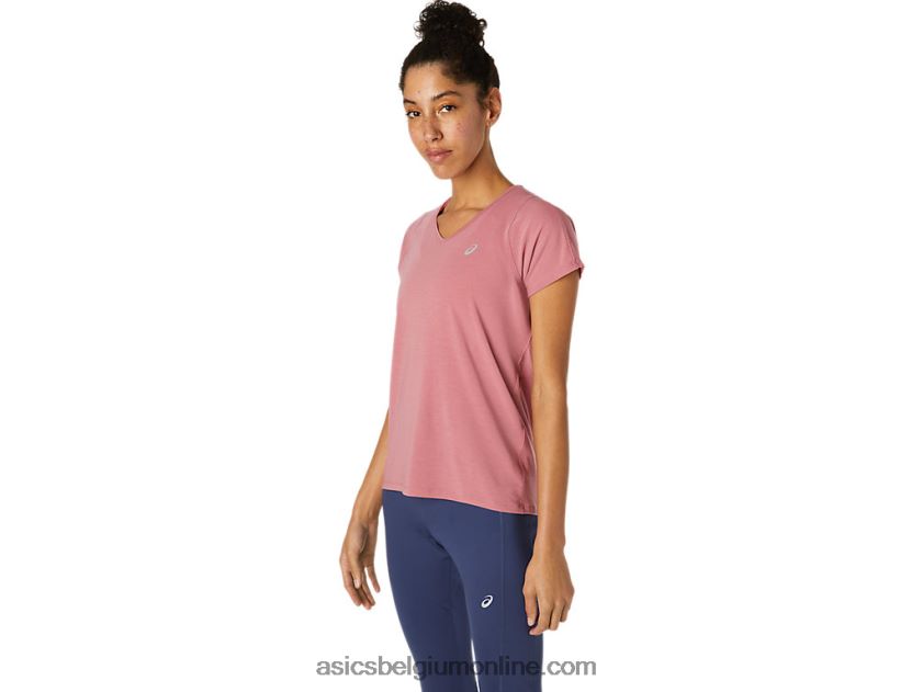 dames top met v-hals en korte mouwen V6HXR23832 rokerige roos Asics
