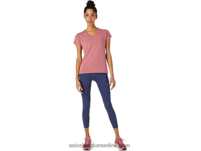 dames top met v-hals en korte mouwen V6HXR23832 rokerige roos Asics