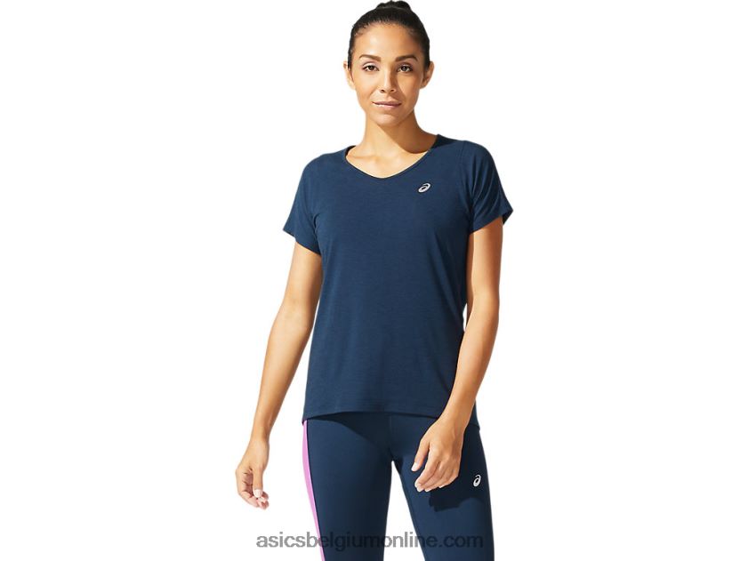 dames top met v-hals en korte mouwen V6HXR24044 frans blauw Asics
