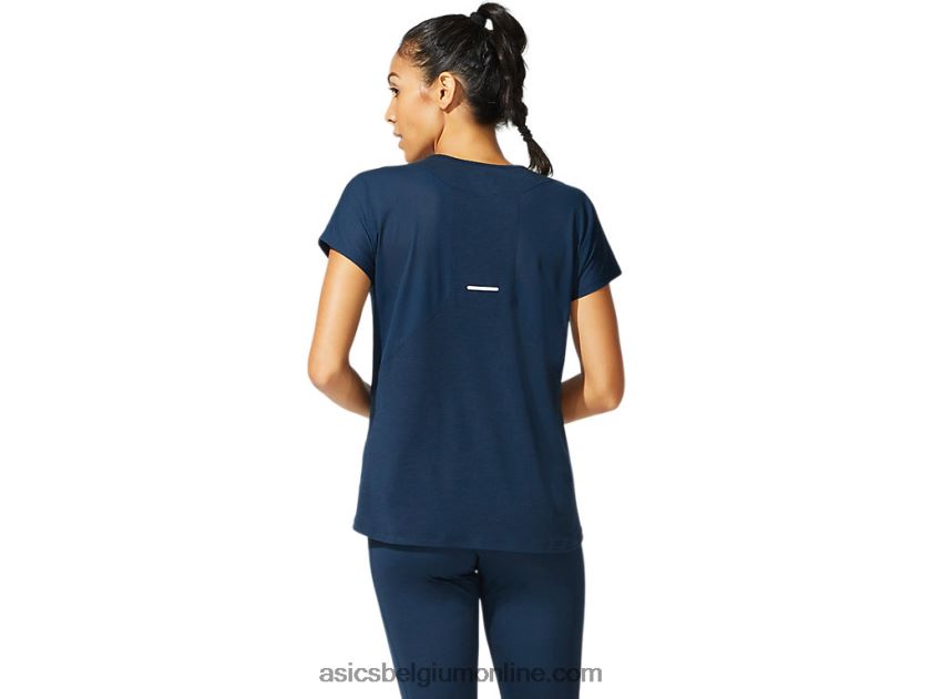 dames top met v-hals en korte mouwen V6HXR24044 frans blauw Asics