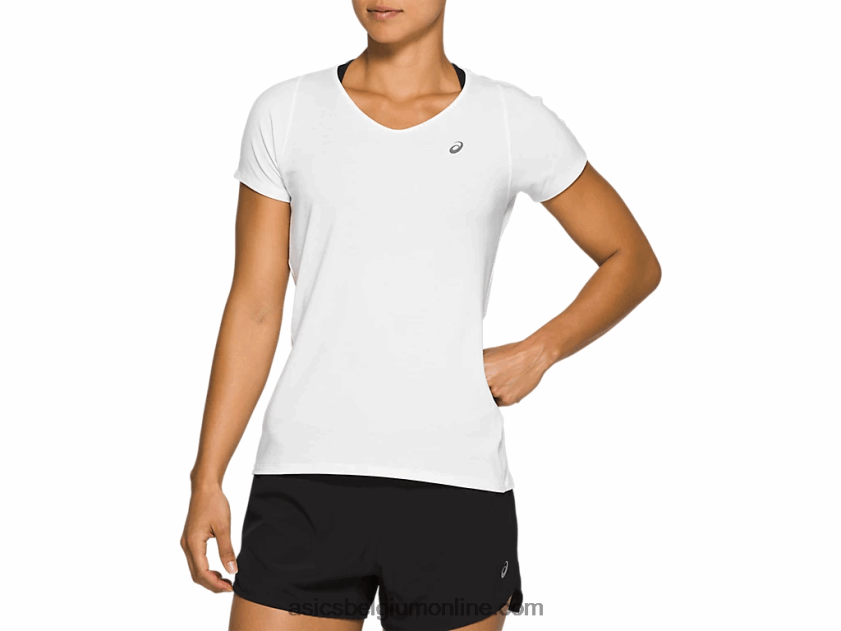 dames top met v-hals en korte mouwen V6HXR24141 briljant wit Asics
