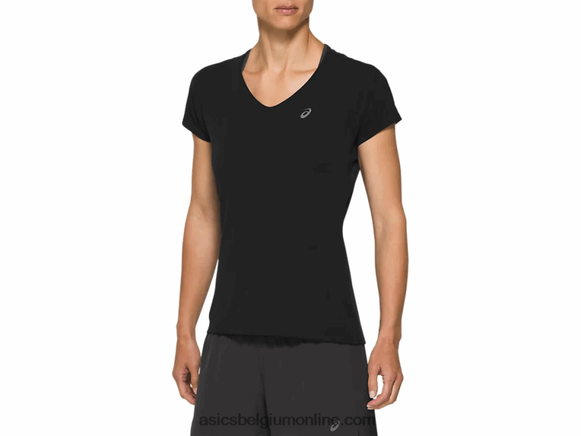 dames top met v-hals en korte mouwen V6HXR24183 prestatie zwart Asics