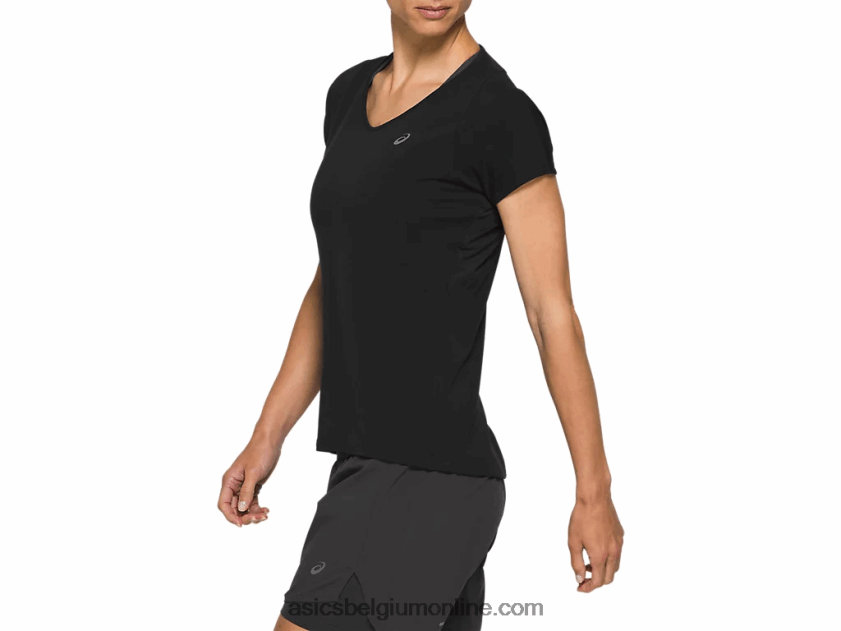 dames top met v-hals en korte mouwen V6HXR24183 prestatie zwart Asics