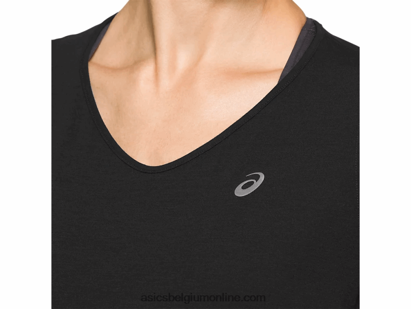 dames top met v-hals en korte mouwen V6HXR24183 prestatie zwart Asics