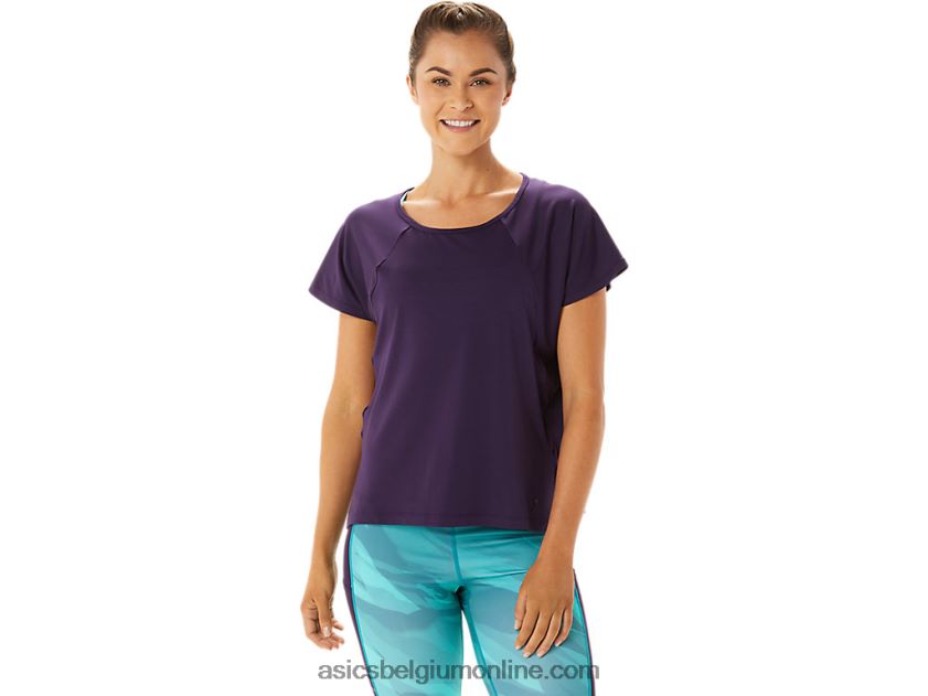 dames top met zijsplit en korte mouwen V6HXR22928 nacht schaduw Asics