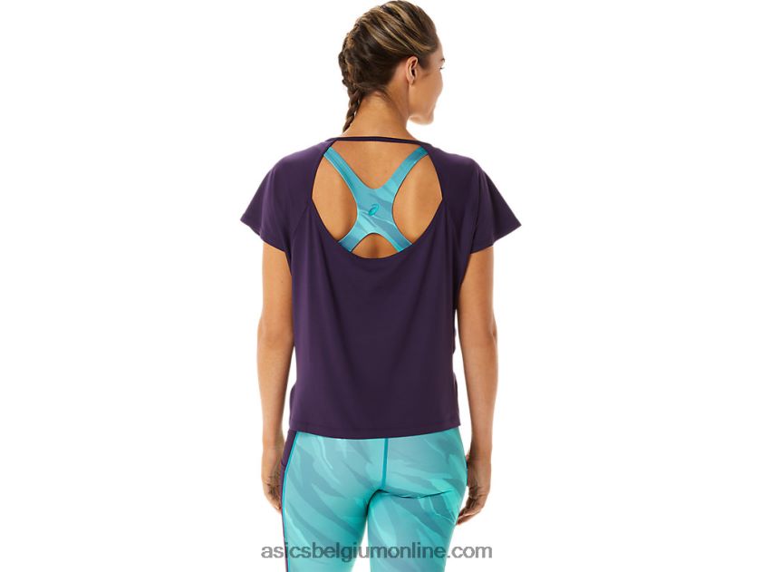 dames top met zijsplit en korte mouwen V6HXR22928 nacht schaduw Asics