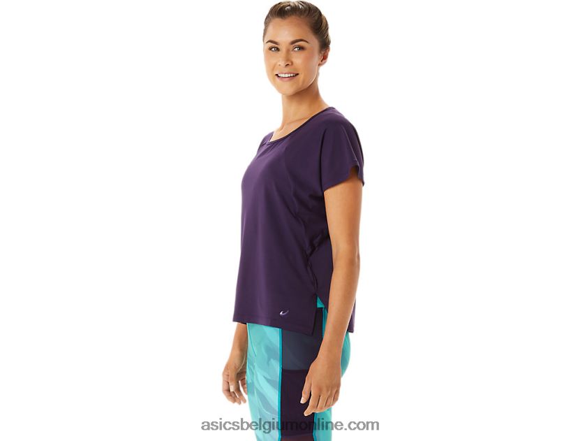 dames top met zijsplit en korte mouwen V6HXR22928 nacht schaduw Asics