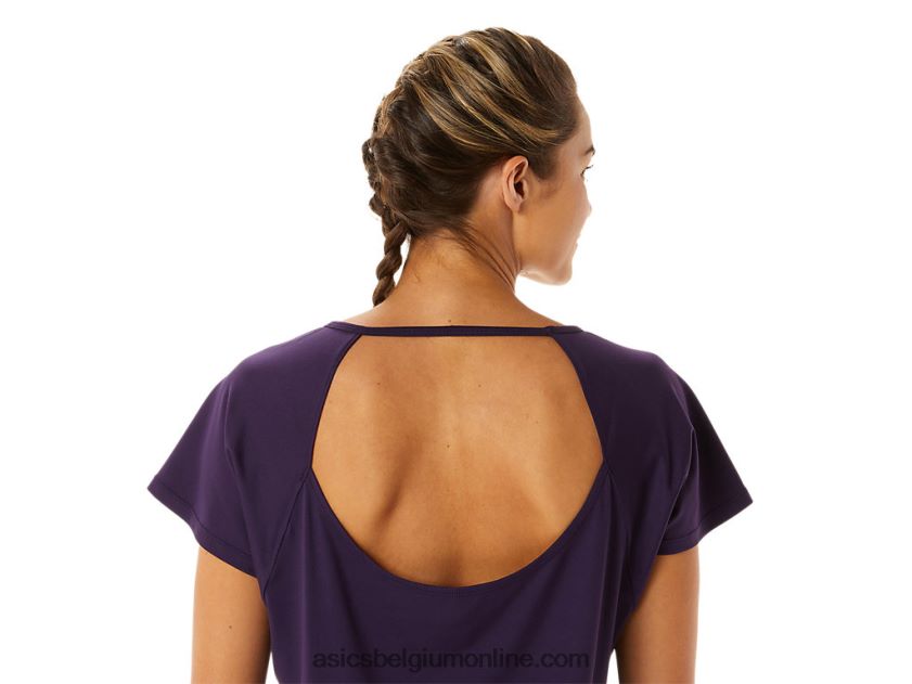 dames top met zijsplit en korte mouwen V6HXR22928 nacht schaduw Asics