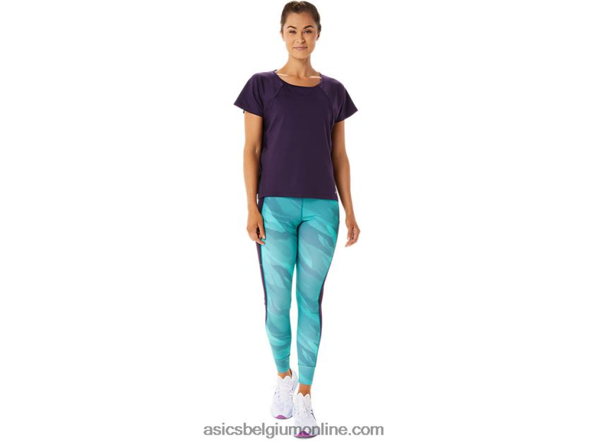 dames top met zijsplit en korte mouwen V6HXR22928 nacht schaduw Asics