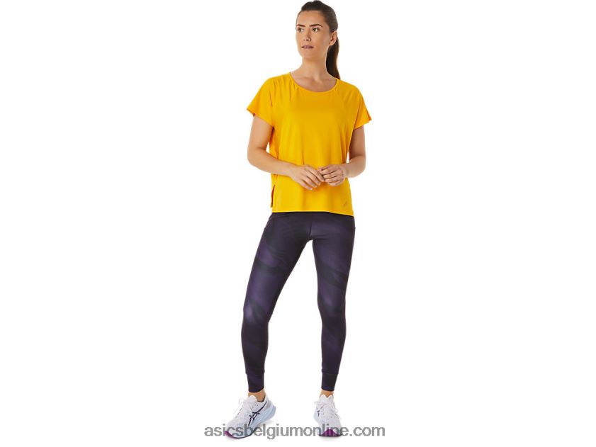 dames top met zijsplit en korte mouwen V6HXR22940 zonnebloem Asics