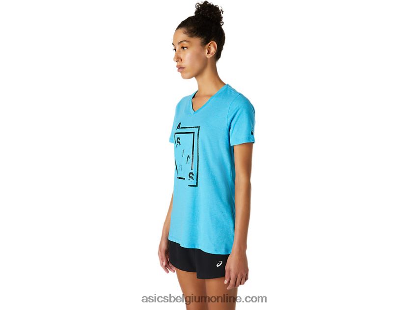 dames xg korte mouw v-hals V6HXR24098 digitale aqua heide Asics