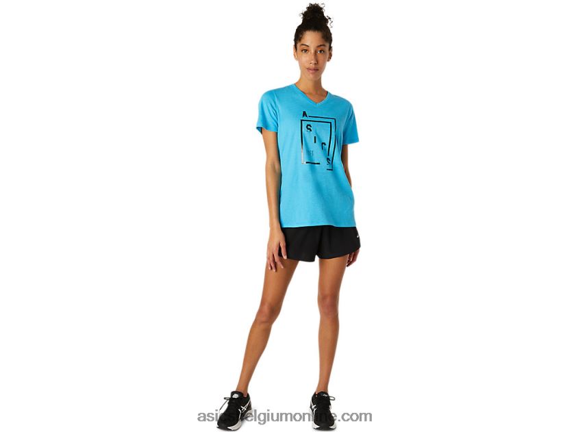 dames xg korte mouw v-hals V6HXR24098 digitale aqua heide Asics