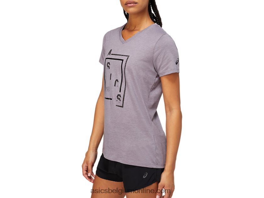 dames xg korte mouw v-hals V6HXR24156 lavendel/grijs Asics