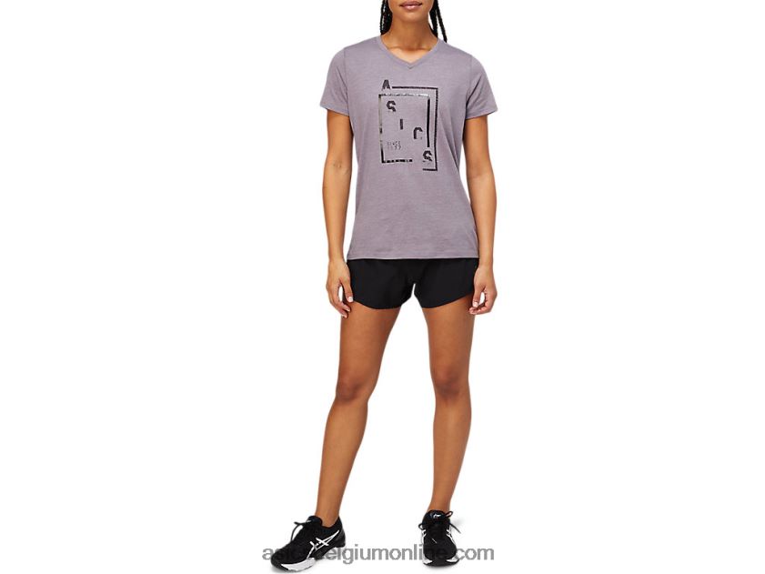 dames xg korte mouw v-hals V6HXR24156 lavendel/grijs Asics