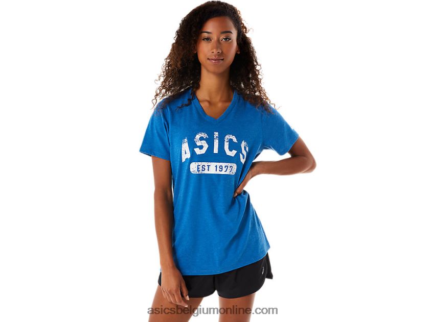 est 1977 V-hals T-shirt met korte mouwen voor dames V6HXR22982 meer rijden Asics