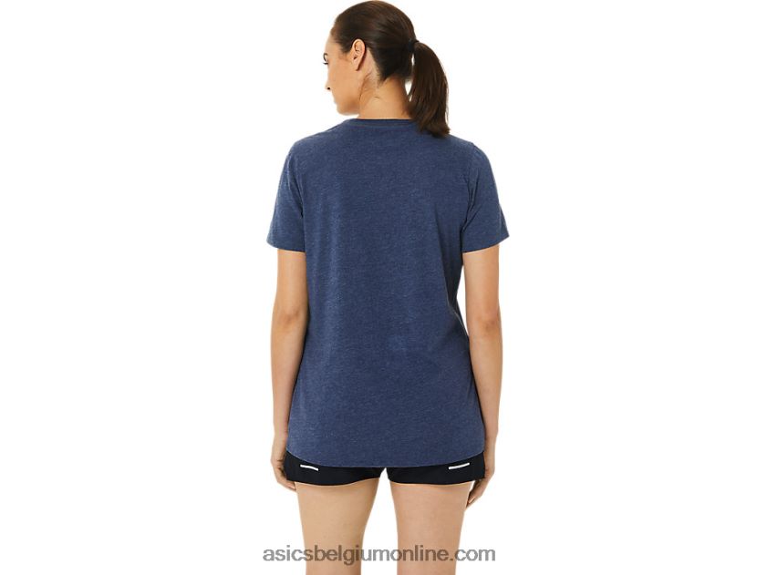 est 1977 V-hals T-shirt met korte mouwen voor dames V6HXR23202 peacoat heide Asics