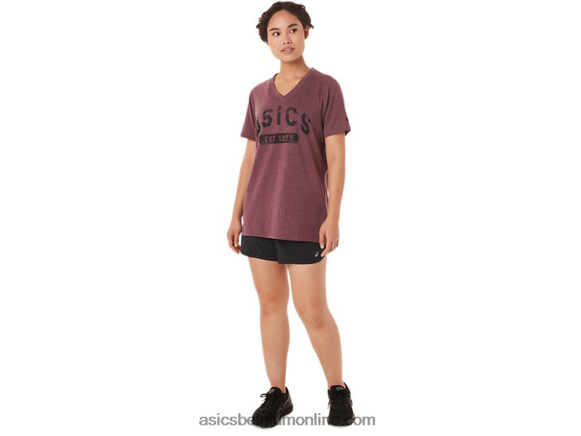 est 1977 V-hals T-shirt met korte mouwen voor dames V6HXR23421 diepe marsheide Asics