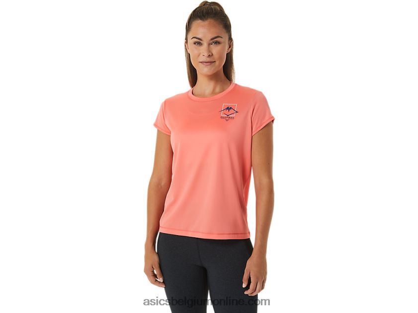 fujitrail-top met korte mouwen voor dames V6HXR22563 papaja Asics