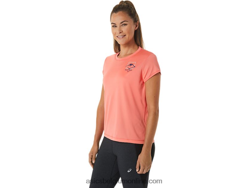 fujitrail-top met korte mouwen voor dames V6HXR22563 papaja Asics