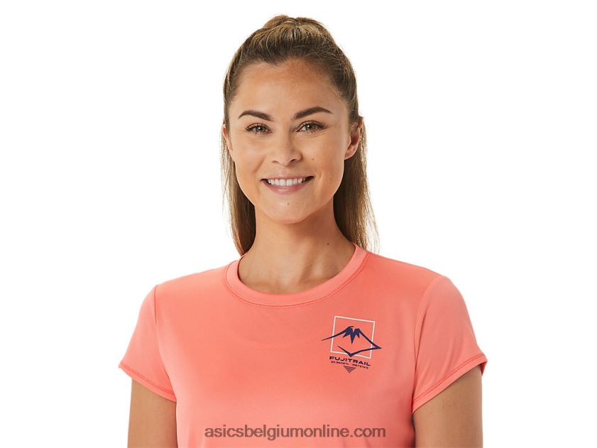 fujitrail-top met korte mouwen voor dames V6HXR22563 papaja Asics