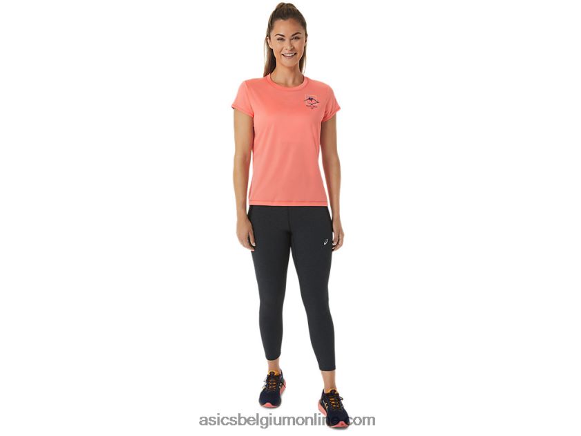 fujitrail-top met korte mouwen voor dames V6HXR22563 papaja Asics