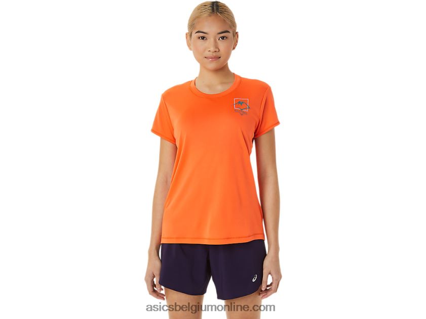 fujitrail-top met korte mouwen voor dames V6HXR23075 nova oranje Asics