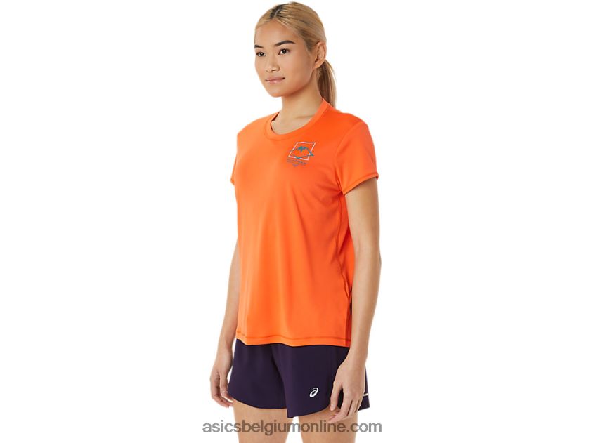 fujitrail-top met korte mouwen voor dames V6HXR23075 nova oranje Asics