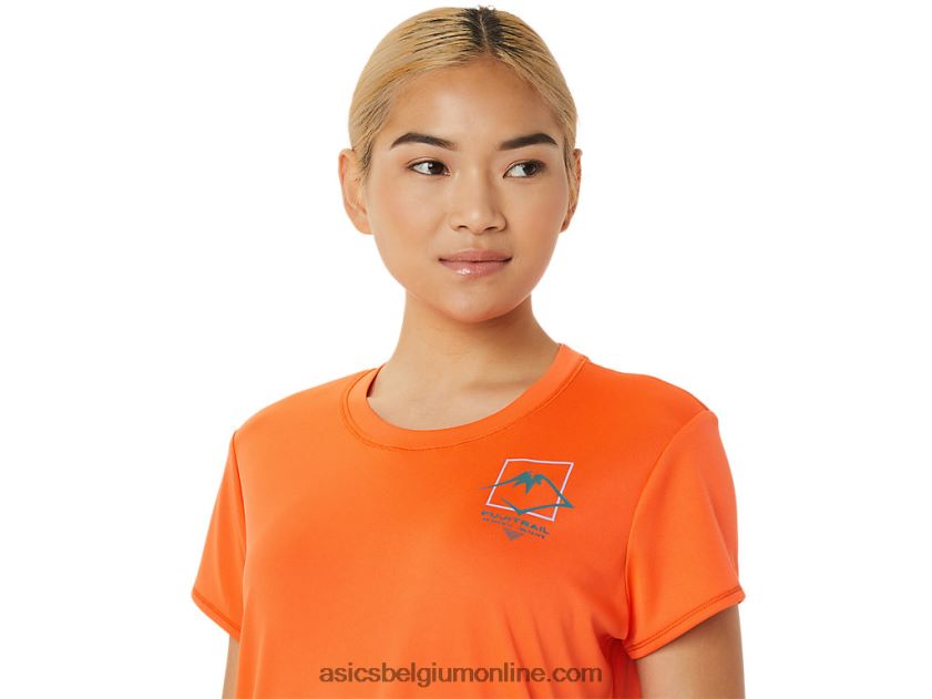 fujitrail-top met korte mouwen voor dames V6HXR23075 nova oranje Asics