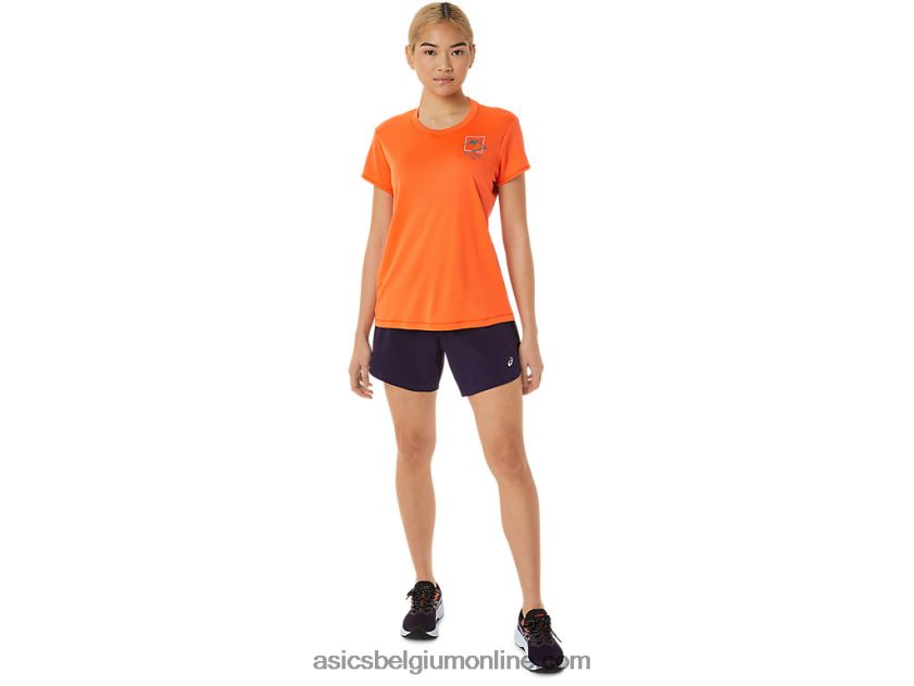 fujitrail-top met korte mouwen voor dames V6HXR23075 nova oranje Asics