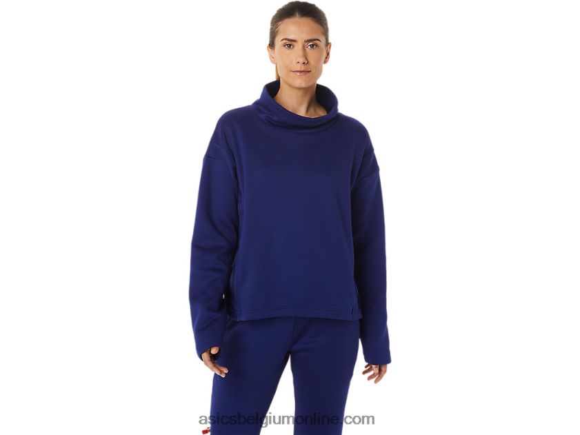 geborstelde gebreide damestrui V6HXR22899 duik blauw Asics
