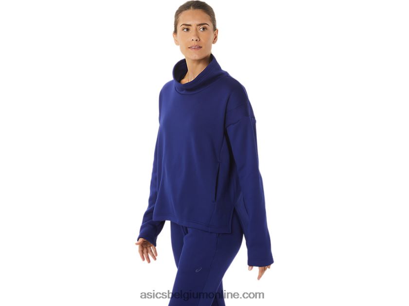 geborstelde gebreide damestrui V6HXR22899 duik blauw Asics
