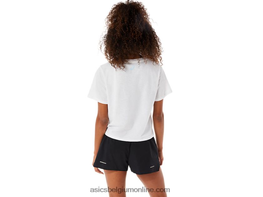 geniet van de run met korte mouwen voor dames V6HXR23142 briljant wit Asics