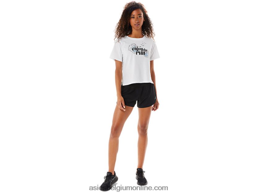 geniet van de run met korte mouwen voor dames V6HXR23142 briljant wit Asics