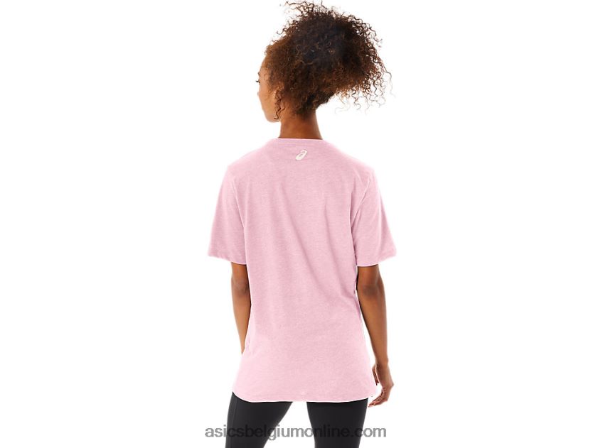 gestreept T-shirt met korte mouwen V6HXR273 roze zout Asics