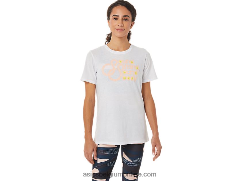 grafisch T-shirt voor dames V6HXR23574 briljant wit Asics