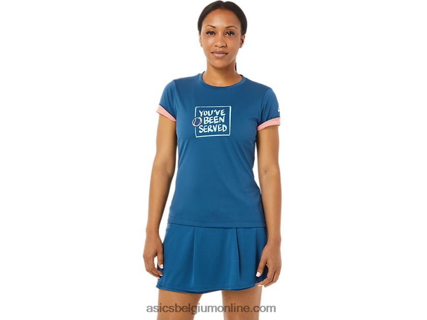 grafisch tennisshirt voor dames V6HXR23514 licht indigo Asics