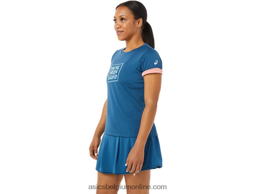 grafisch tennisshirt voor dames V6HXR23514 licht indigo Asics