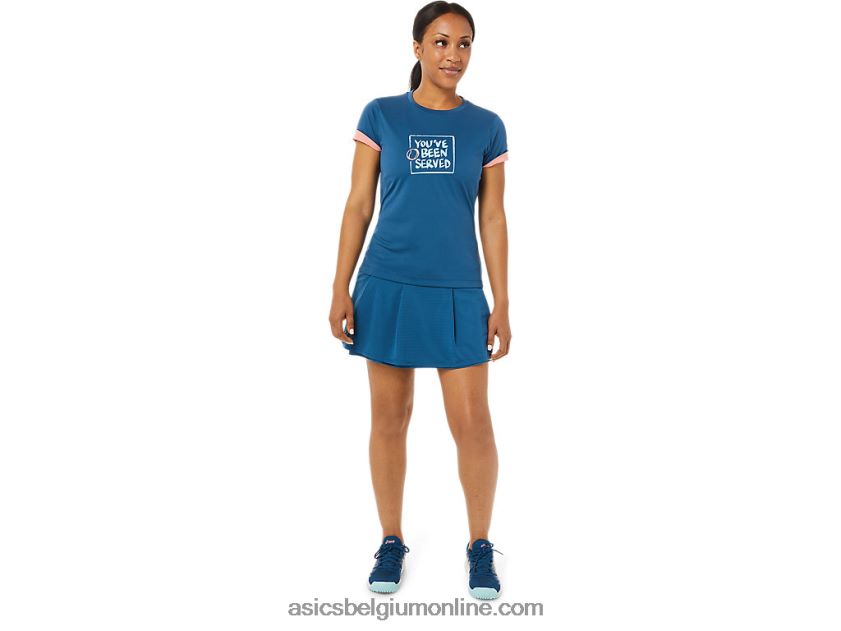 grafisch tennisshirt voor dames V6HXR23514 licht indigo Asics