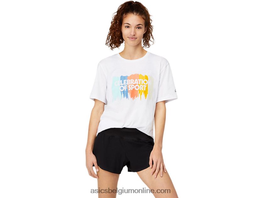 grafische top met korte mouwen V6HXR21756 briljant wit Asics