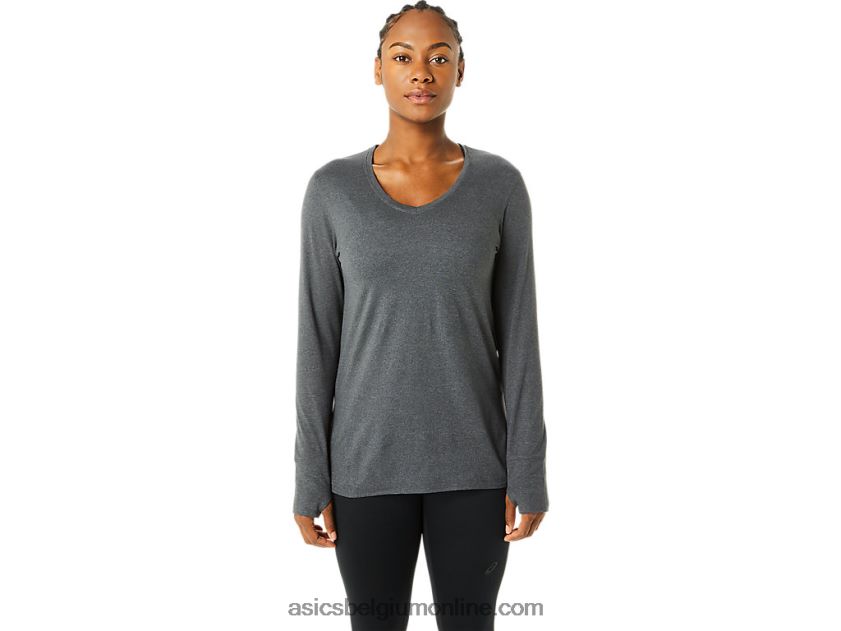 heide top met lange mouwen voor dames V6HXR23690 donkergrijze heide Asics