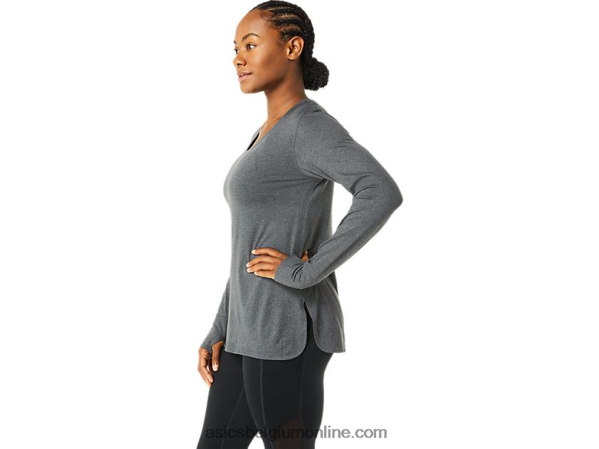 heide top met lange mouwen voor dames V6HXR23690 donkergrijze heide Asics
