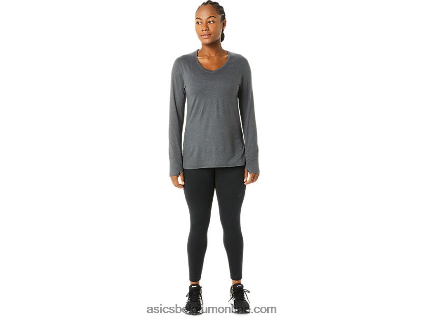 heide top met lange mouwen voor dames V6HXR23690 donkergrijze heide Asics