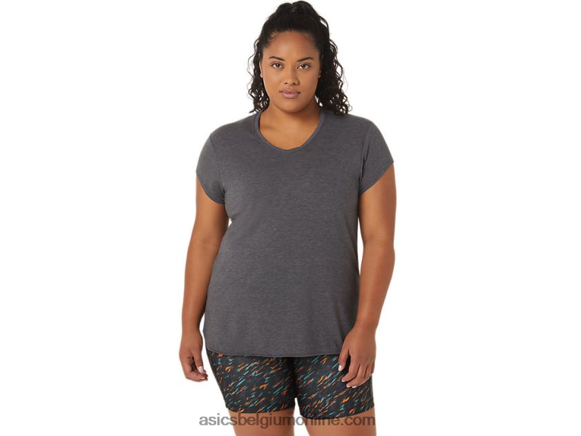 heide topje met v-hals voor dames V6HXR24092 donkergrijze heide Asics