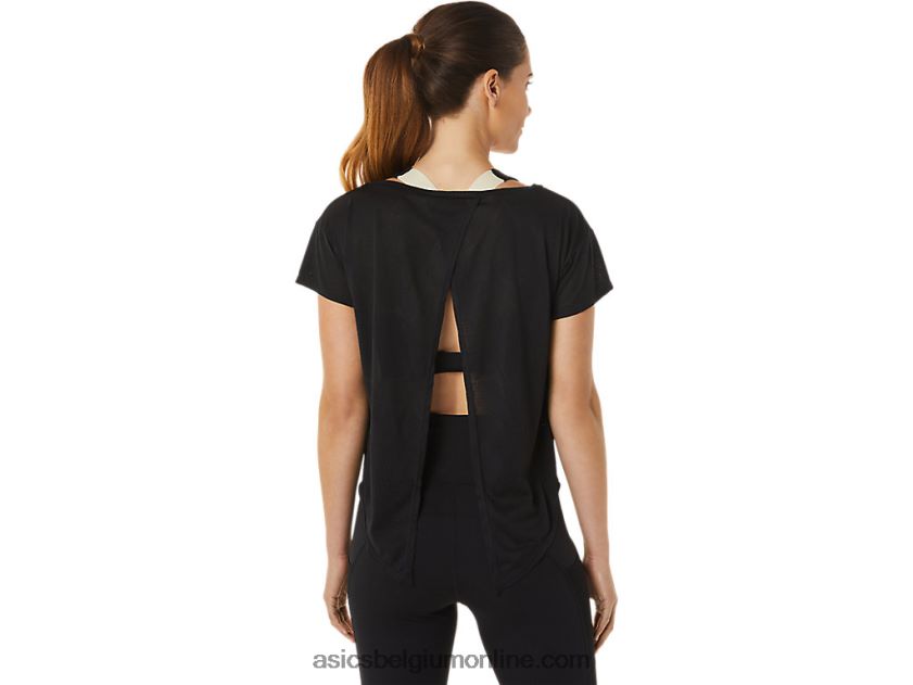 jacquard top met korte mouwen van movekoyo voor dames V6HXR22763 prestatie zwart Asics