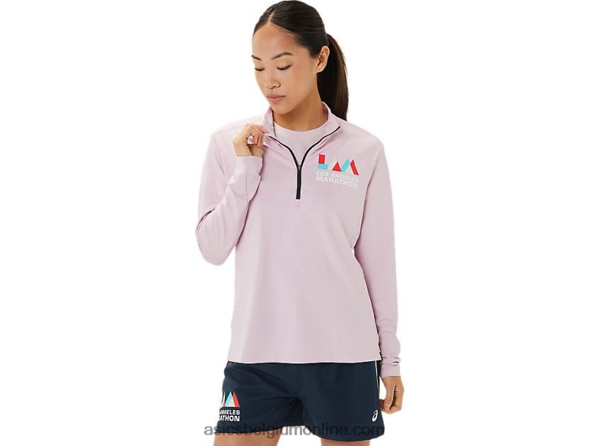 kant-en-klare halfzip lam voor dames V6HXR23316 nauwelijks rose/frans blauw Asics