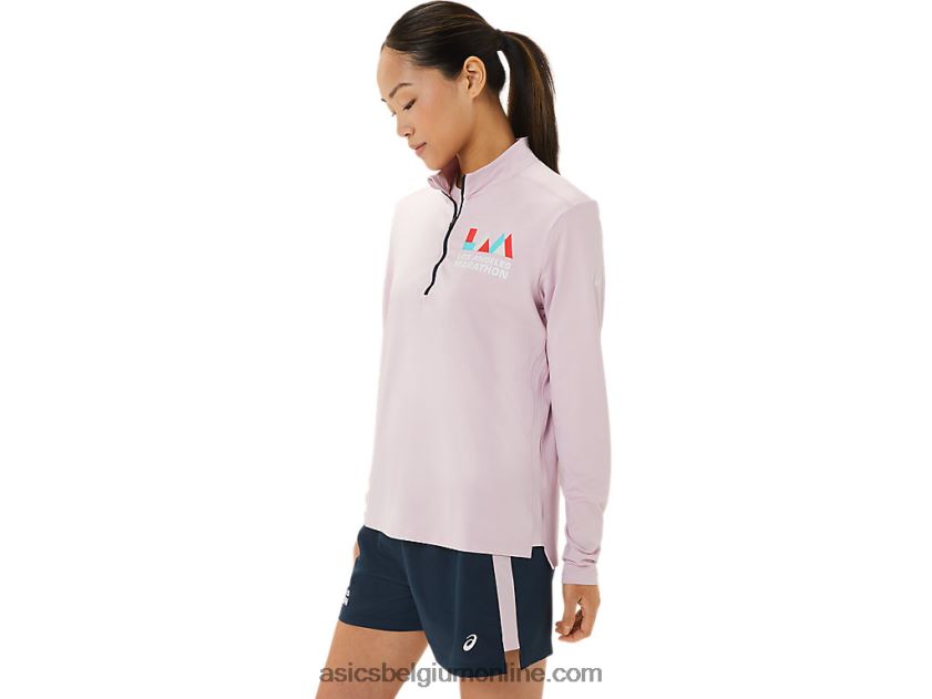 kant-en-klare halfzip lam voor dames V6HXR23316 nauwelijks rose/frans blauw Asics